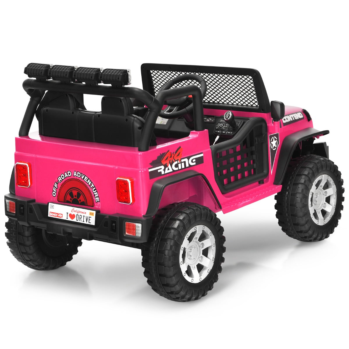 Livsk costway 12 v elektrische auto voor kinderen 3 elektrisch voertuig afstandsbediening voor ouders 3 snelheden vering roze 3
