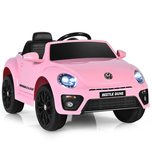 LIVSK Elektrische Kinderauto VW Kever - Afstandsbediening, Verlichting, Veersysteem - 12V 4,5Ah - Voor 3-8 jaar - Roze