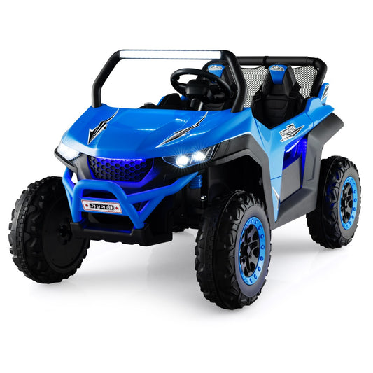 LIVSK 12V Elektrische Terreinwagen - 2 Zitplaatsen met Afstandsbediening - Soft-start en Slijtvaste Wielen - Blauw