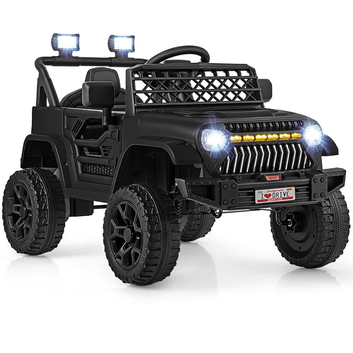 LIVSK Elektrische Kinderauto 12V - Afstandsbediening, LED-verlichting, Muziek - Voor Kinderen vanaf 3 jaar - Zwart