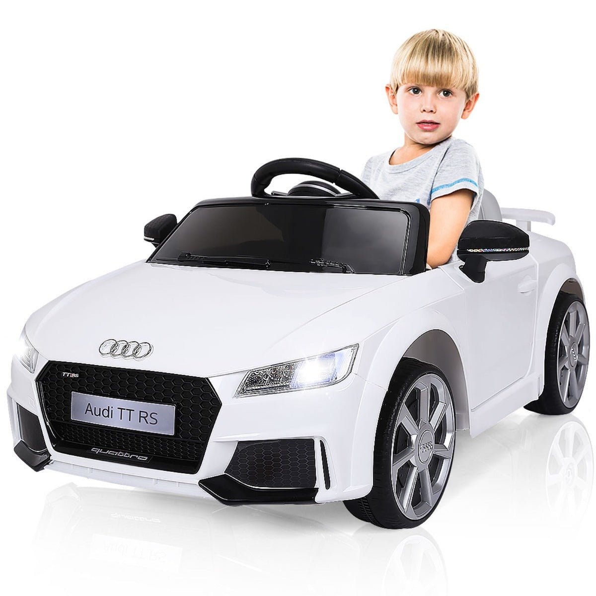 Livsk costway 12 v kinderauto met 2 motoren en mp3 en muziek 104 x 635 x 455 cm wit