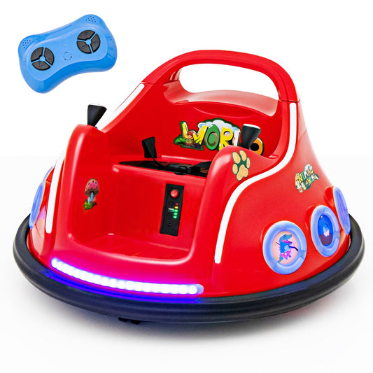 LIVSK Elektrische Kinderautoscooter - 360 Graden Rotatie - Veiligheidsgordel - Knipperende Lichten - Voor 3-8 Jaar - Rood