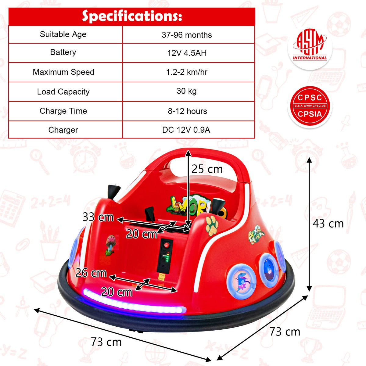 LIVSK Elektrische Kinderautoscooter - 360 Graden Rotatie - Veiligheidsgordel - Knipperende Lichten - Voor 3-8 Jaar - Rood