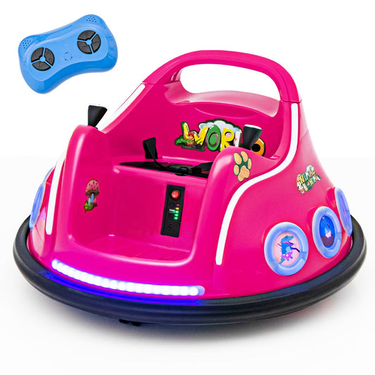 LIVSK Elektrische Autoscooter - 360 Graden Rotatie - Veiligheidsgordel - Knipperende Lichten - Voor Kinderen 3-8 jaar - Roze