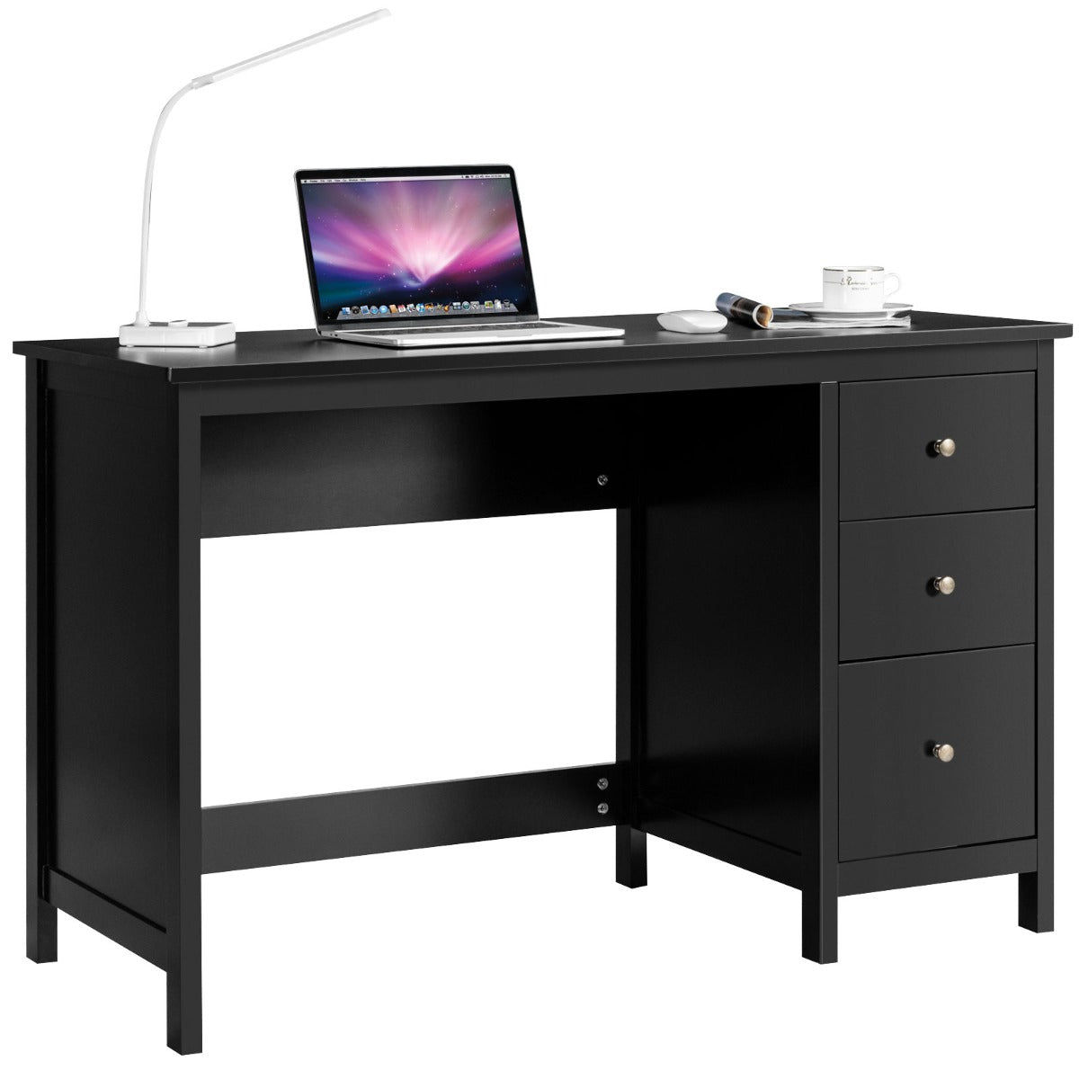LIVSK Bureau met 3 Laden - Ruime Werkruimte - Kantelbeveiliging - Duurzaam en Stabiel - 120 x 50 x 75 cm - Zwart