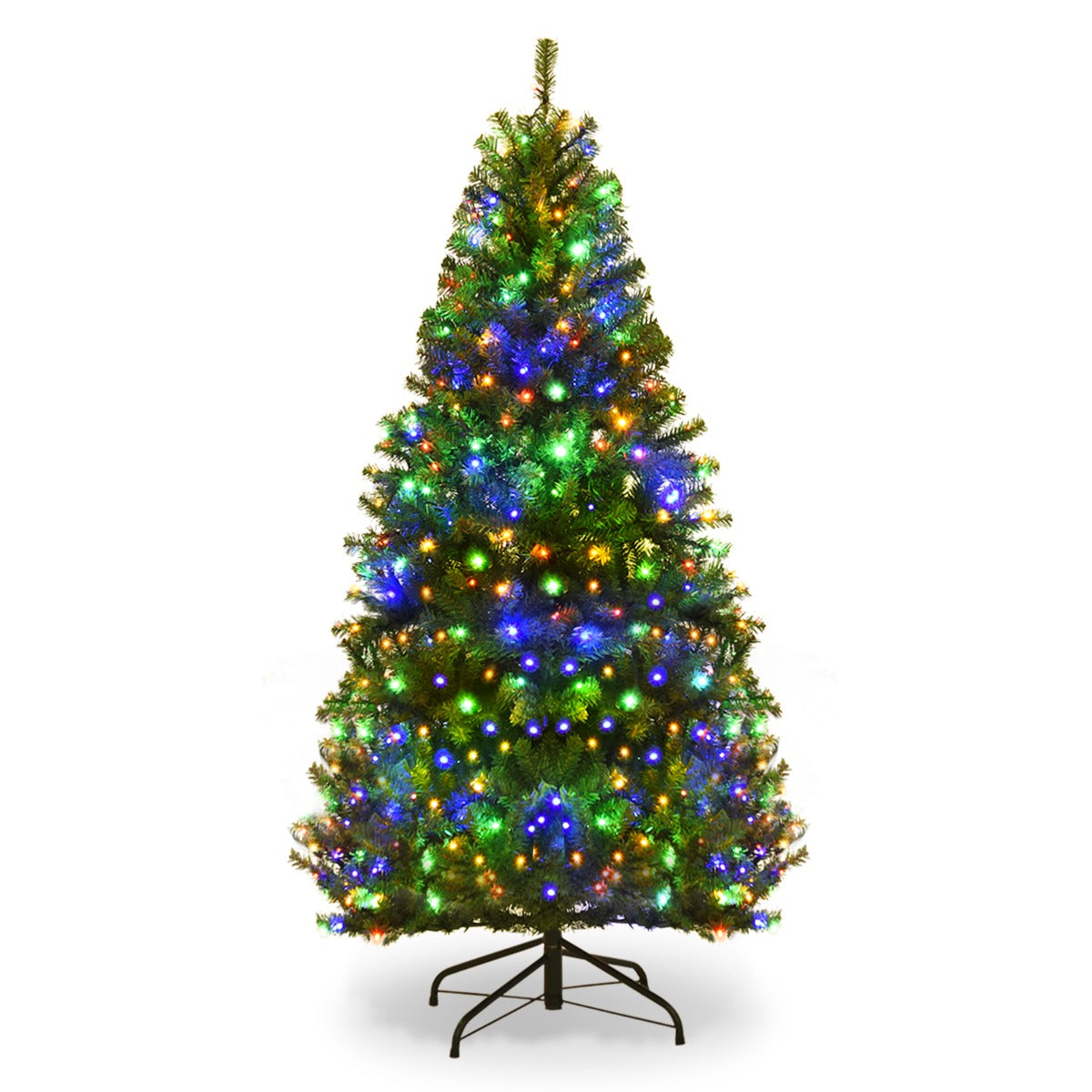 LIVSK Verlichte Kunstkerstboom - 100 LED-lichten - 11 Verlichtingsmodi - Natuurgetrouwe 300 PVC-takken - 120 cm - Groen