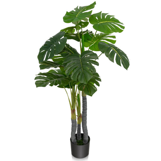 LIVSK Kunstboom Monstera Deliciosa - Realistische Bladeren - 120 cm - Geen Onderhoud - Ideaal als Housewarming Cadeau - Groen