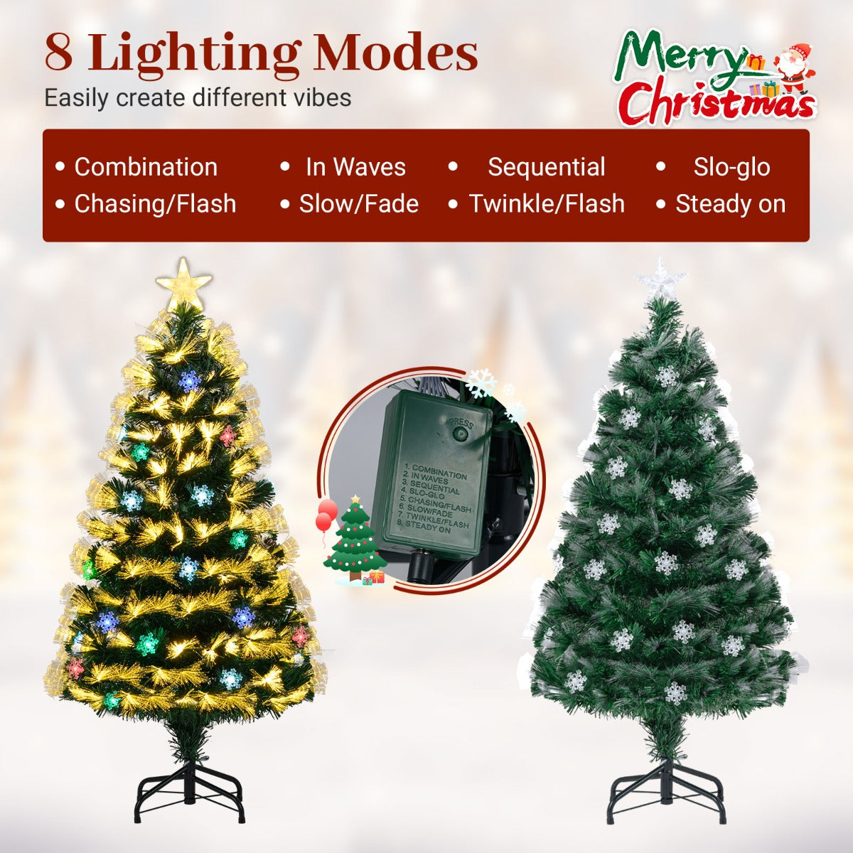 LIVSK Kunstkerstboom 120 cm - 130/170 Takpunten - LED Verlichting met 8 Modi - Brandveilig PVC - Groen