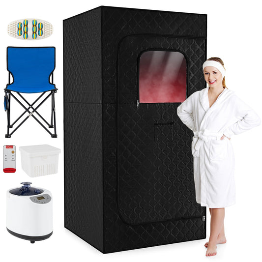 Livsk costway 1200w draagbare stoomsaunakast saunatent met 3l stoomgenerator 15 temperatuurinstellingen zwart
