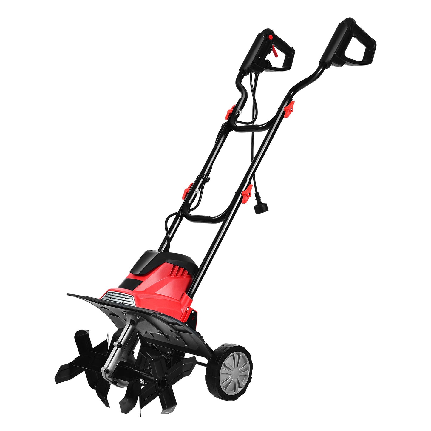 LIVSK Elektrische Helmstok Cultivator - 10A Motor - 4 Messen - 22 cm Werkdiepte - 35 cm Werkbreedte - Opvouwbaar - Rood + Zwart