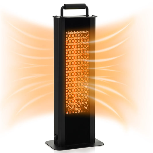 LIVSK Dubbelzijdige Terrasverwarmer - 1200W Infrarood met Koolstofvezel Buis - Waterdicht - Veilig - Aluminium - Zwart