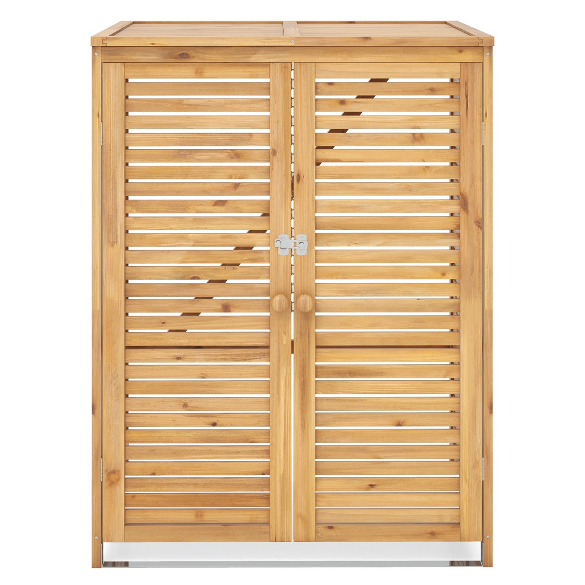 LIVSK Natuurlijke Houten Afvalberging - Afsluitbaar met Dubbele Deuren - Geventileerd Ontwerp - 120L - 86 x 70 x 114 cm -