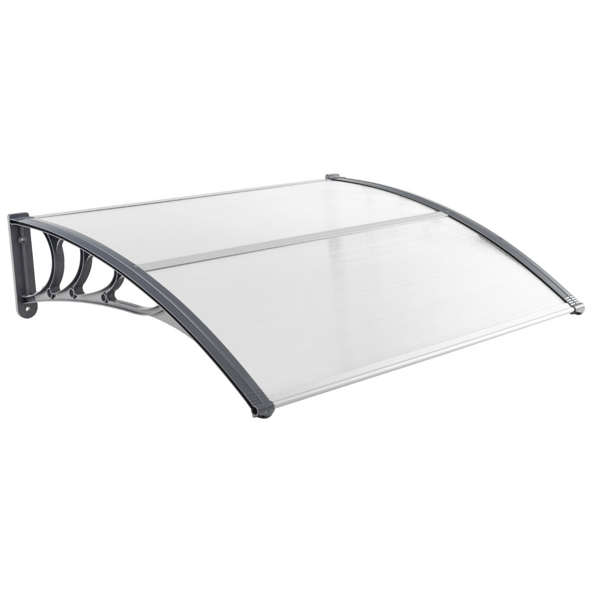 LIVSK Raam- en Deurafdak - Weersbestendig met PC-holpanelen - Eenvoudige installatie - 122 x 99 cm - Grijs + Zilver