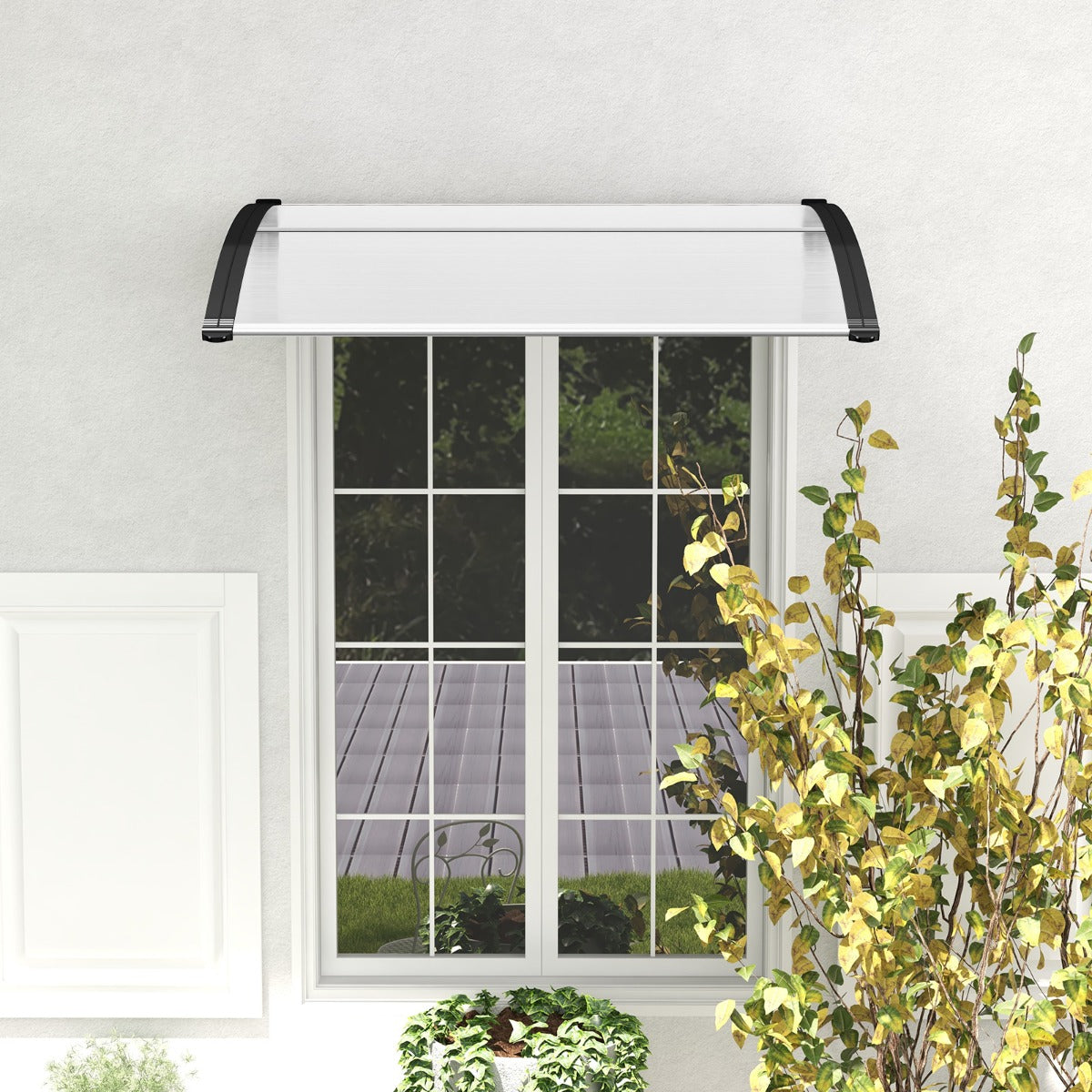 LIVSK Luifel voor Buiten - Weerbestendig met UPF50+ - Eenvoudige Installatie - Robuuste Constructie - 122 x 99 x 28 cm - Zwart