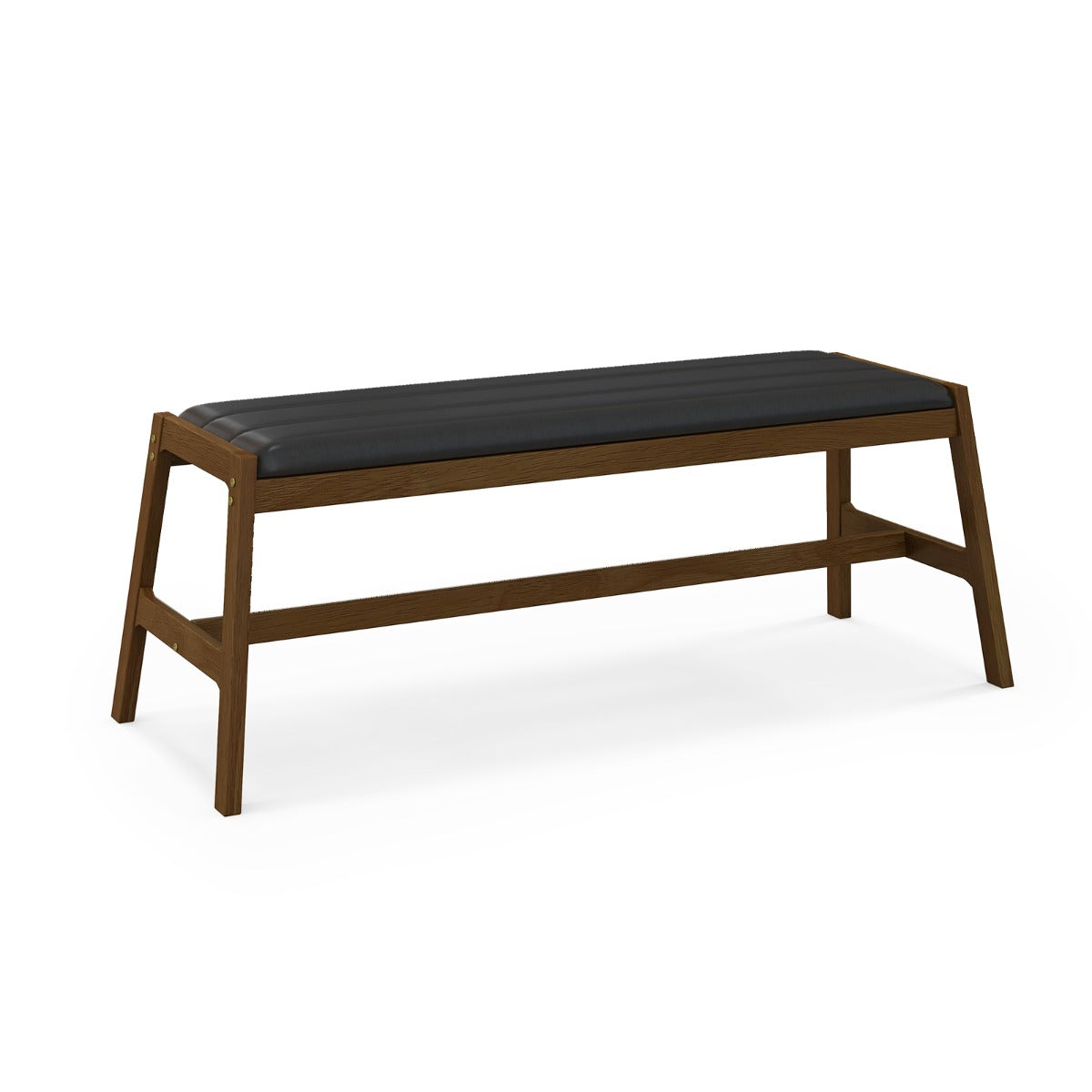 LIVSK Eetbank voor 2 Personen - 100% Hevea Hout - PVC-leren Bekleding - Luxe Zitkussen - Tot 150 kg - Walnoot, Zwart