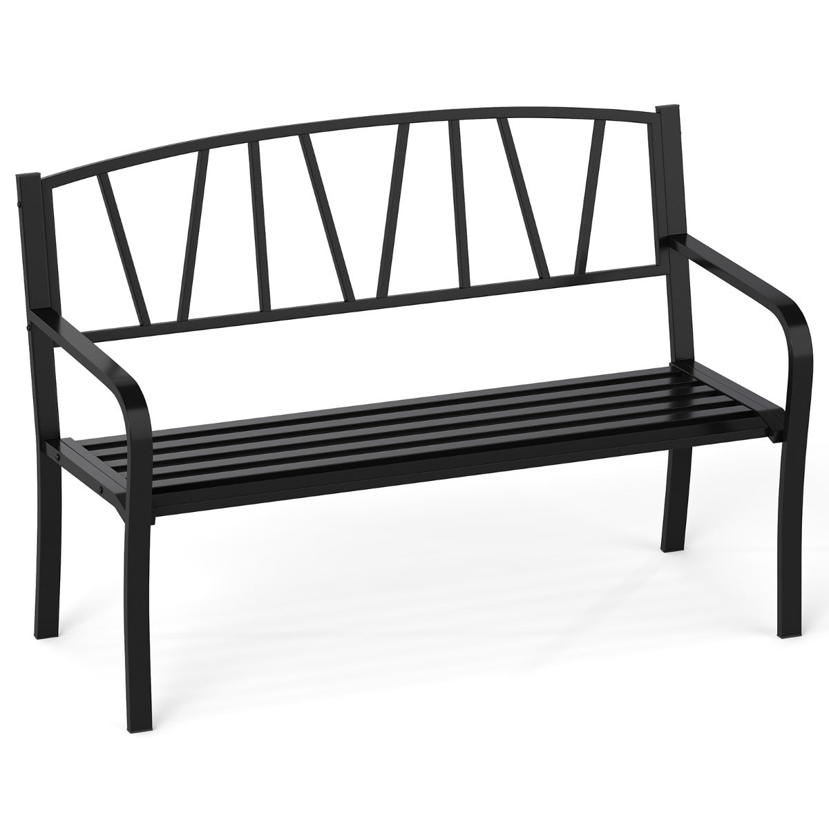 LIVSK Moderne Tuinbank - Robuust Metaal met Ergonomische Zitting - Voor 2-3 Personen - Tot 300 kg - Zwart