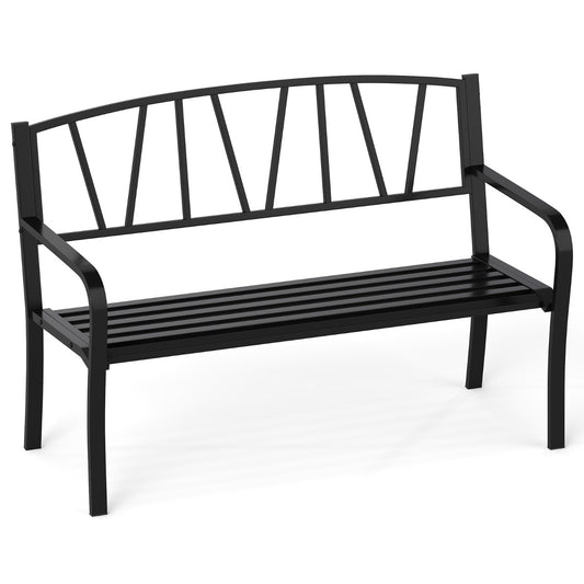 LIVSK Moderne Tuinbank - Robuust Metaal met Ergonomische Zitting - Voor 2-3 Personen - Tot 300 kg - Zwart