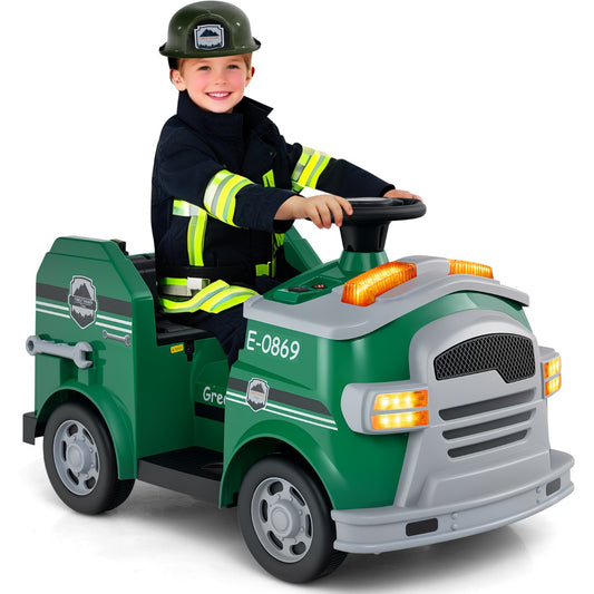LIVSK Elektrische Brandweerwagen voor Kinderen - 12V Batterij - Realistische Rijervaring - Veiligheidshelm - Muziekpaneel - Rood
