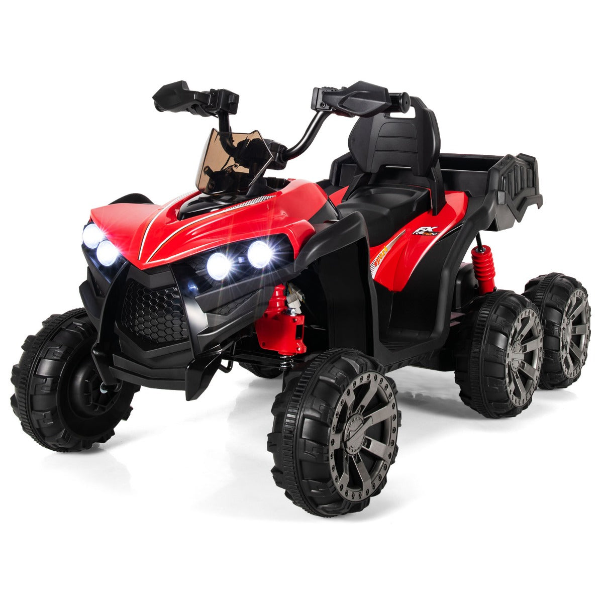 LIVSK All-terrain Elektrische Quad voor Kinderen - 4 Motoren - LED Verlichting - Muziek - Tot 30 kg - 129 x 69 x 72 cm - Rood