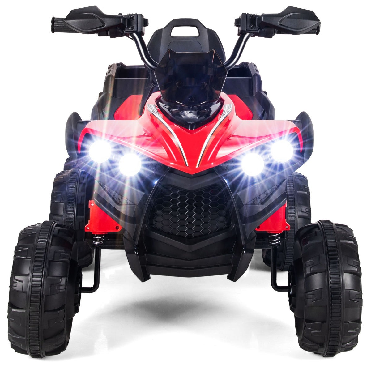 LIVSK All-terrain Elektrische Quad voor Kinderen - 4 Motoren - LED Verlichting - Muziek - Tot 30 kg - 129 x 69 x 72 cm - Rood