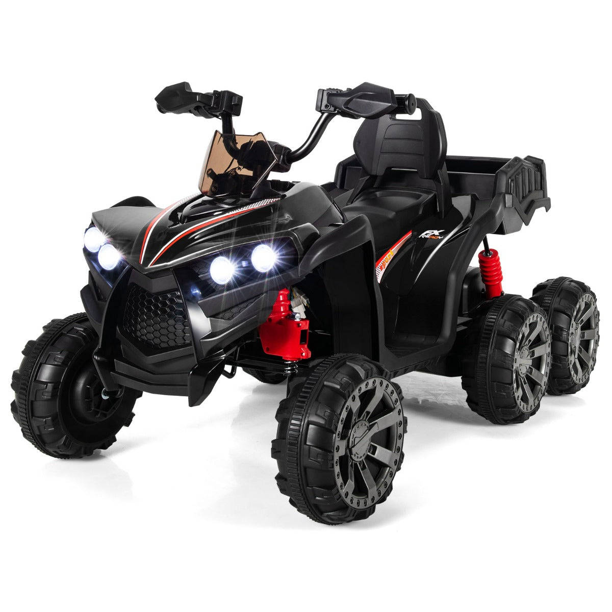 LIVSK Elektrische Quad voor Kinderen - 6 Wielen - LED Verlichting - Muziekfunctie - Snelheid 3-6 km/u - 129 x 69 x 72 cm - Zwart
