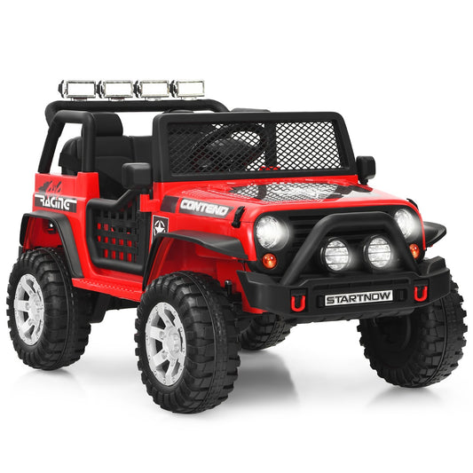 Livsk costway 12v elektrische auto voor kinderen met afstandsbediening licht muziek rood