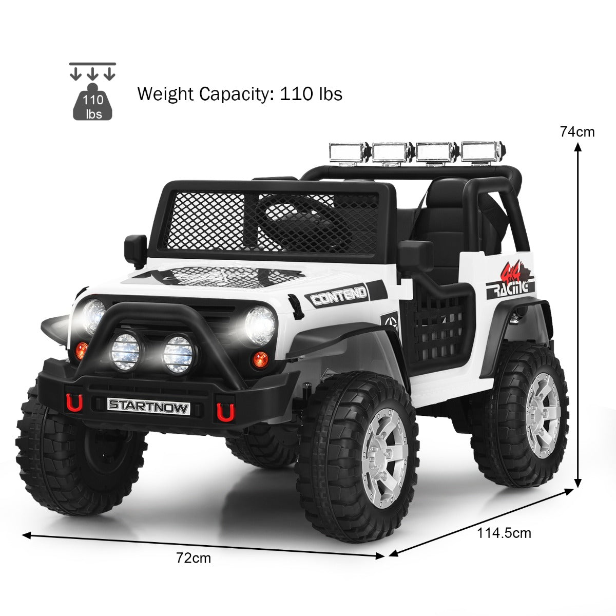 Livsk costway 12v elektrische auto voor kinderen met afstandsbediening licht muziek wit 1 1