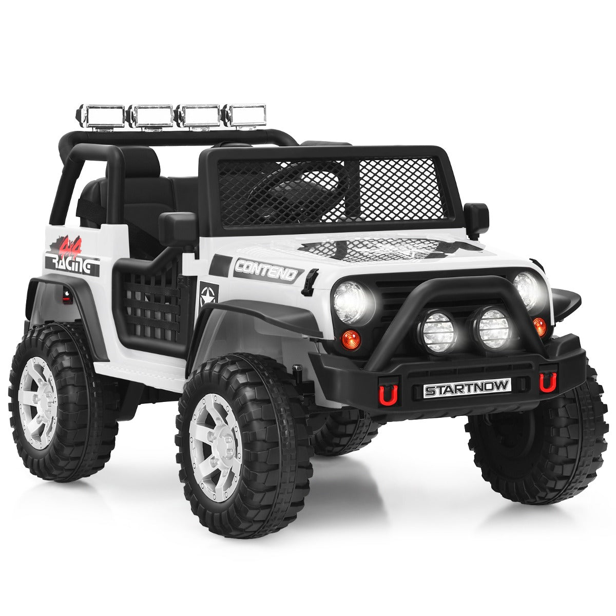 Livsk costway 12v elektrische auto voor kinderen met afstandsbediening licht muziek wit