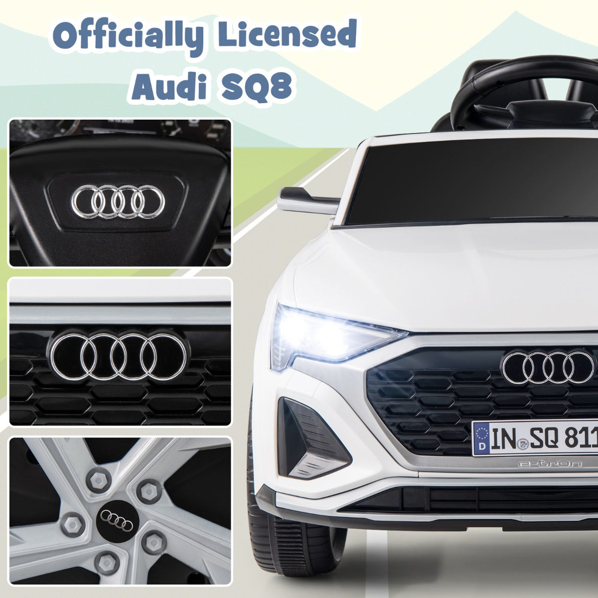 LIVSK Audi SQ8 Elektrische Kinderauto - Afstandsbediening - LED Verlichting - 12V Oplaadbare Batterij - Voor Kinderen vanaf 3