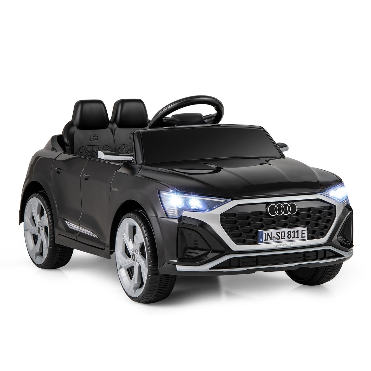 LIVSK Audi SQ8 Kinderauto - Afstandsbediening - 2 Motoren - 12V Oplaadbare Batterij - Veiligheidsgordel - Zwart/Roze