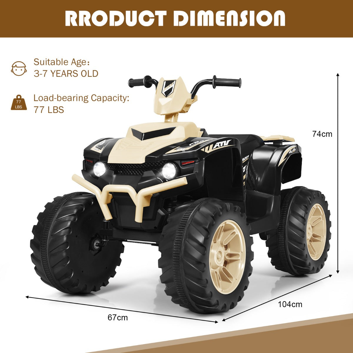 Livsk costway 12v elektrische kinder quad atv rijden op auto op batterijen aangedreven 4 wielen atv voor kinderen vanaf 3 jaar geel 2