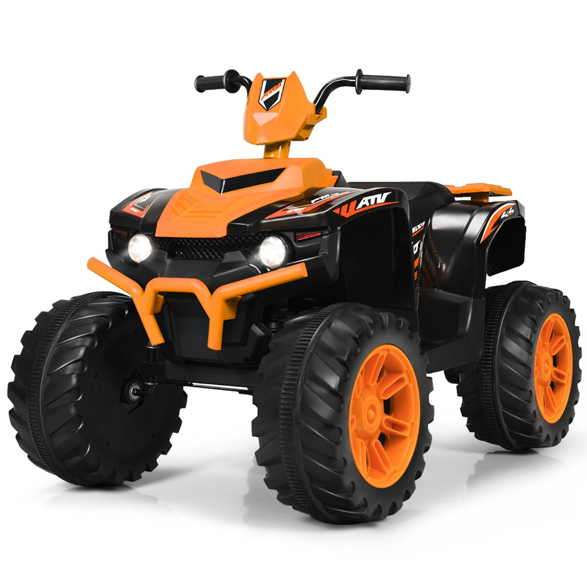 Livsk costway 12v elektrische kinder quad atv rijden op auto op batterijen aangedreven 4 wielen atv voor kinderen vanaf 3 jaar oranje