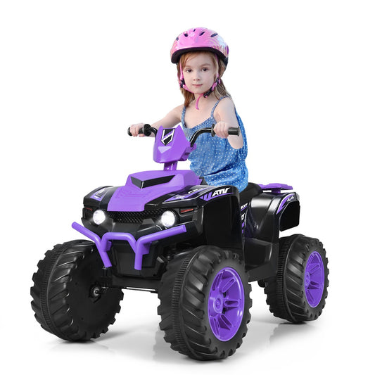 Livsk costway 12v elektrische kinder quad atv rijden op auto op batterijen aangedreven 4 wielen atv voor kinderen vanaf 3 jaar paars