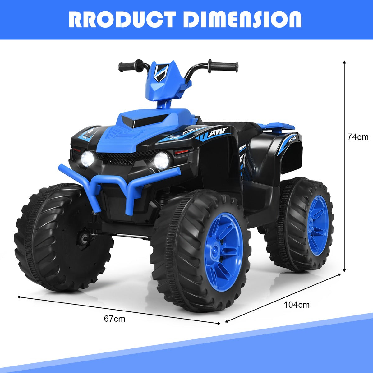 Livsk costway 12v elektrische kinder quad atv rijden op auto op batterijen aangedreven 4 wielen atvvoor kinderen vanaf 3 jaar blauw 2