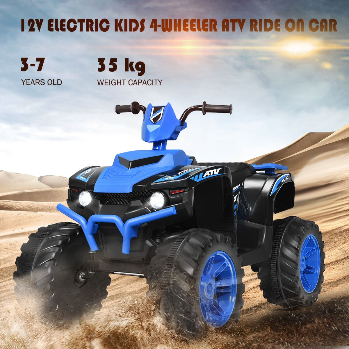 Livsk costway 12v elektrische kinder quad atv rijden op auto op batterijen aangedreven 4 wielen atvvoor kinderen vanaf 3 jaar blauw 3