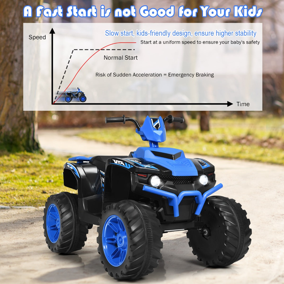Livsk costway 12v elektrische kinder quad atv rijden op auto op batterijen aangedreven 4 wielen atvvoor kinderen vanaf 3 jaar blauw 6