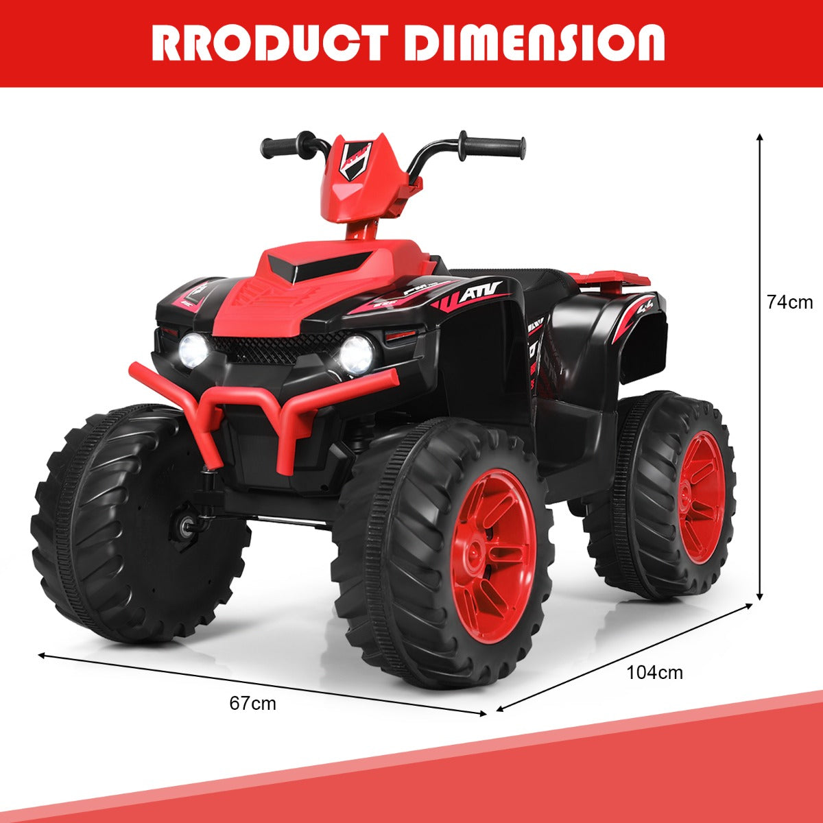 Livsk costway 12v elektrische kinder quad atv rijden op auto op batterijen aangedreven 4 wielen atvvoor kinderen vanaf 3 jaar rood 2