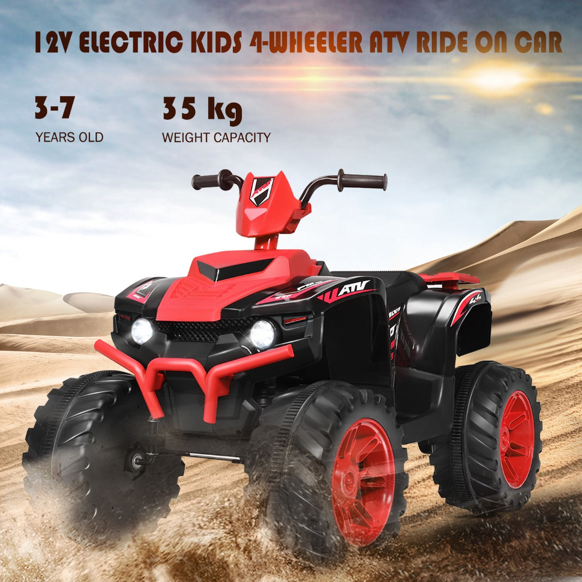 Livsk costway 12v elektrische kinder quad atv rijden op auto op batterijen aangedreven 4 wielen atvvoor kinderen vanaf 3 jaar rood 3