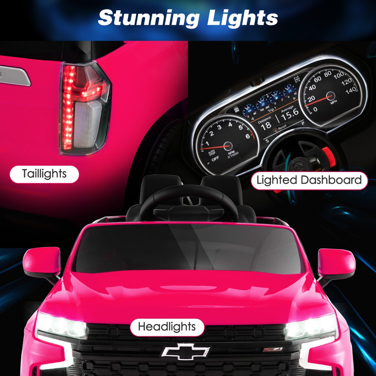 LIVSK Elektrische Kinderauto Chevrolet Tahoe - Afstandsbediening - LED-verlichting - Muziekspeler - Tot 25 kg - Roze