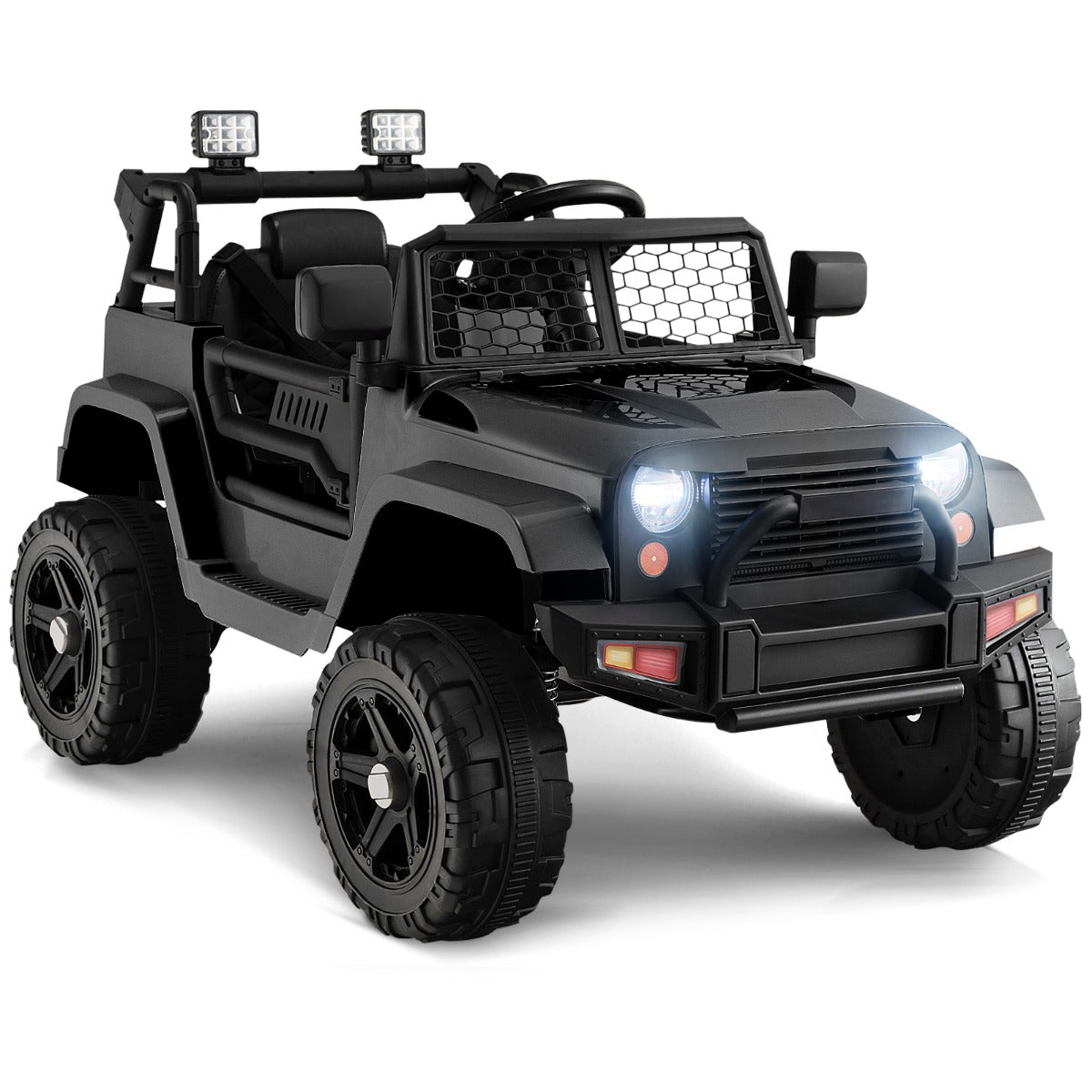 LIVSK Elektrische Kinderauto - Afstandsbediening - Muziek & Claxon - Veiligheidsgordel - Tot 30 kg - 98 x 66 x 65 cm - Zwart