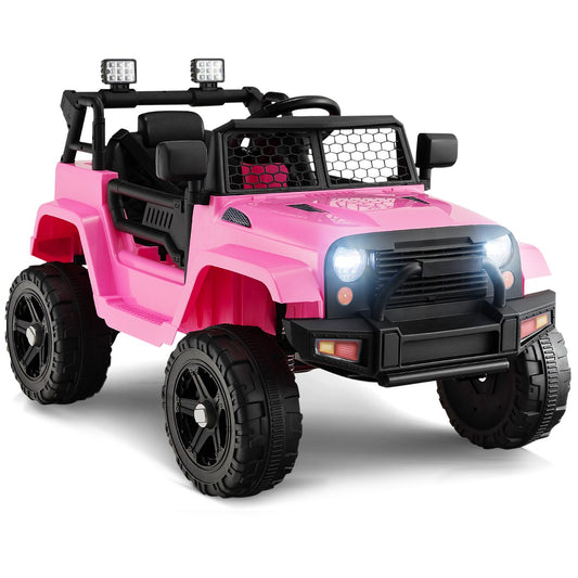 LIVSK 12V Elektrische Kinderauto met Afstandsbediening - Muziek - Verlichte Koplampen - Veiligheidsgordel - Voor 3-7 jaar - Roze