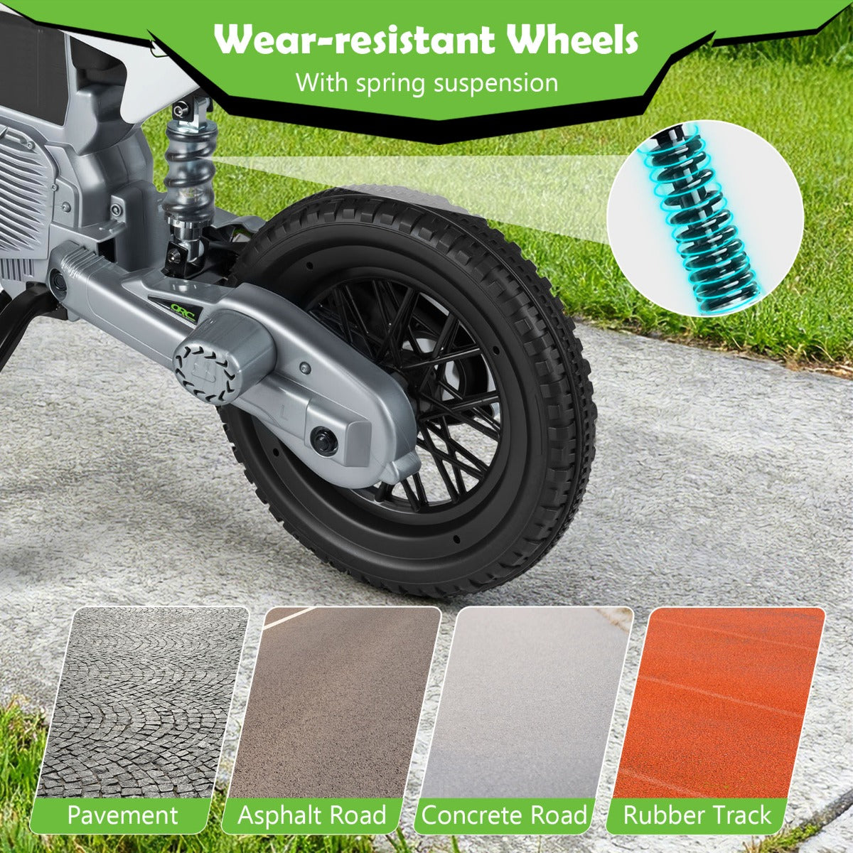 Livsk costway 12v elektrische motorfiets voor kinderen met muziek draadloze connectiviteit en bluetooth functionaliteit groen 6