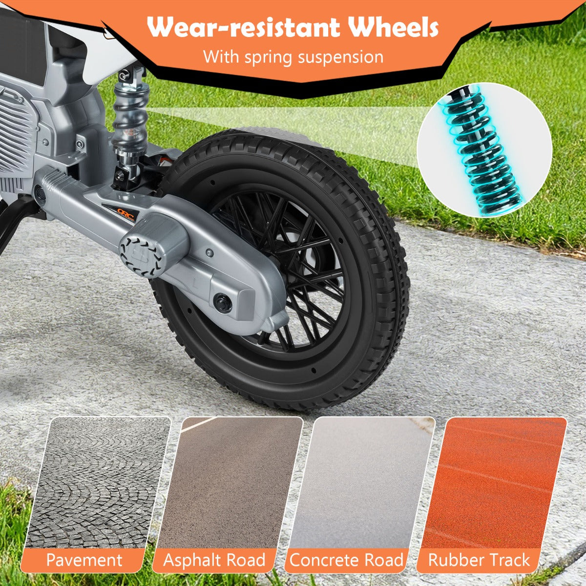 Livsk costway 12v elektrische motorfiets voor kinderen met muziek draadloze connectiviteit en bluetooth functionaliteit oranje 5