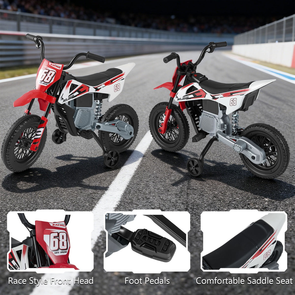 Livsk costway 12v elektrische motorfiets voor kinderen met muziek draadloze connectiviteit en bluetooth functionaliteit rood 6