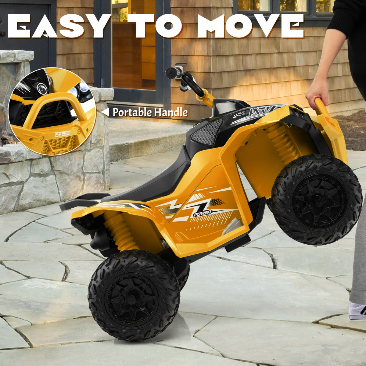 LIVSK Elektrische Kinderquad - Voor 3-8 jaar - Antislip Wielen - Realistische Koplampen - Oplaadbaar - Geel