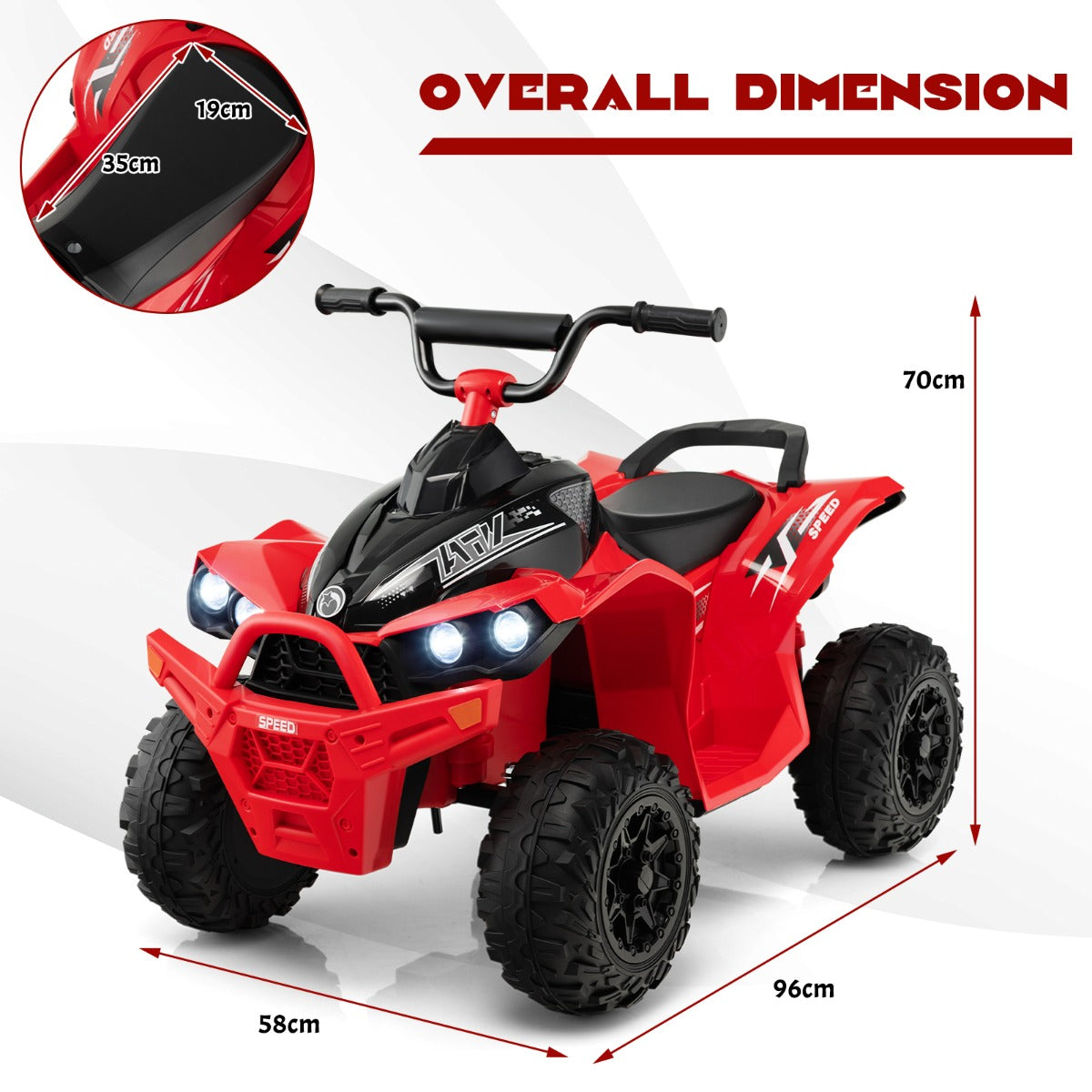 LIVSK Elektrische Kinderquad - Voor Kinderen 3-8 Jaar - Antislip Wielen - Heldere Koplampen - Inclusief Muziek - Rood