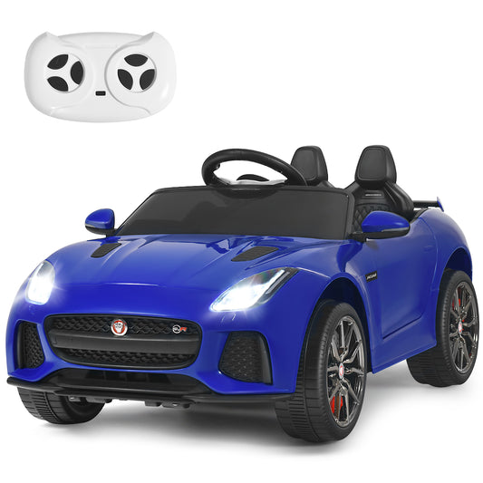 LIVSK Elektrische Jaguar Kinderauto - Afstandsbediening - MP3/USB Aansluiting - Veiligheidsgordel - 107,5 x 66 x 50 cm - Blauw