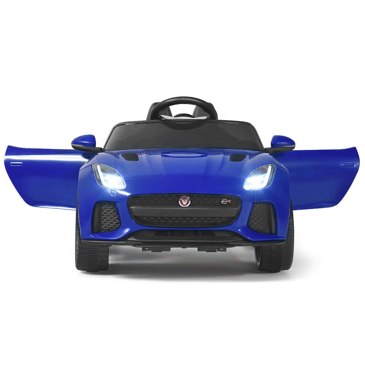 LIVSK Elektrische Jaguar Kinderauto - Afstandsbediening - MP3/USB Aansluiting - Veiligheidsgordel - 107,5 x 66 x 50 cm - Blauw