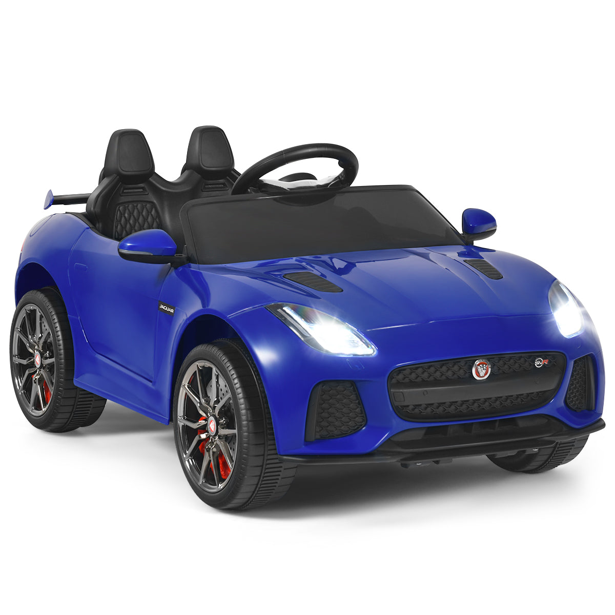 LIVSK Elektrische Jaguar Kinderauto - Afstandsbediening - MP3/USB Aansluiting - Veiligheidsgordel - 107,5 x 66 x 50 cm - Blauw