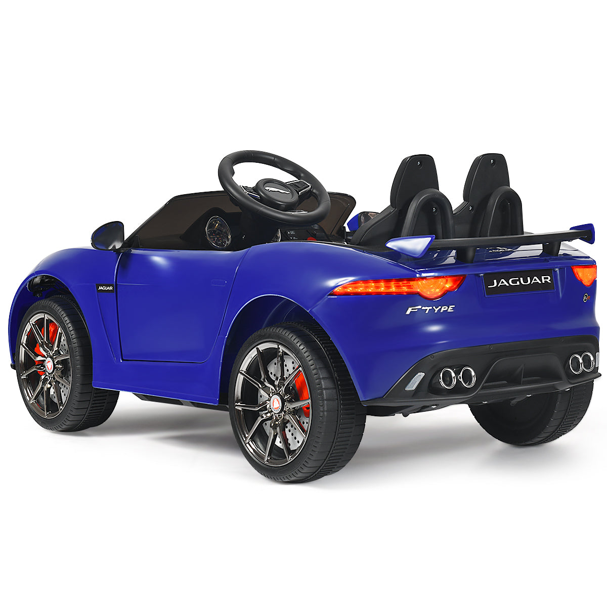 LIVSK Elektrische Jaguar Kinderauto - Afstandsbediening - MP3/USB Aansluiting - Veiligheidsgordel - 107,5 x 66 x 50 cm - Blauw